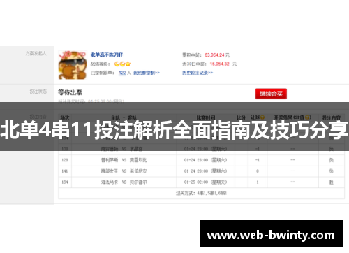 北单4串11投注解析全面指南及技巧分享